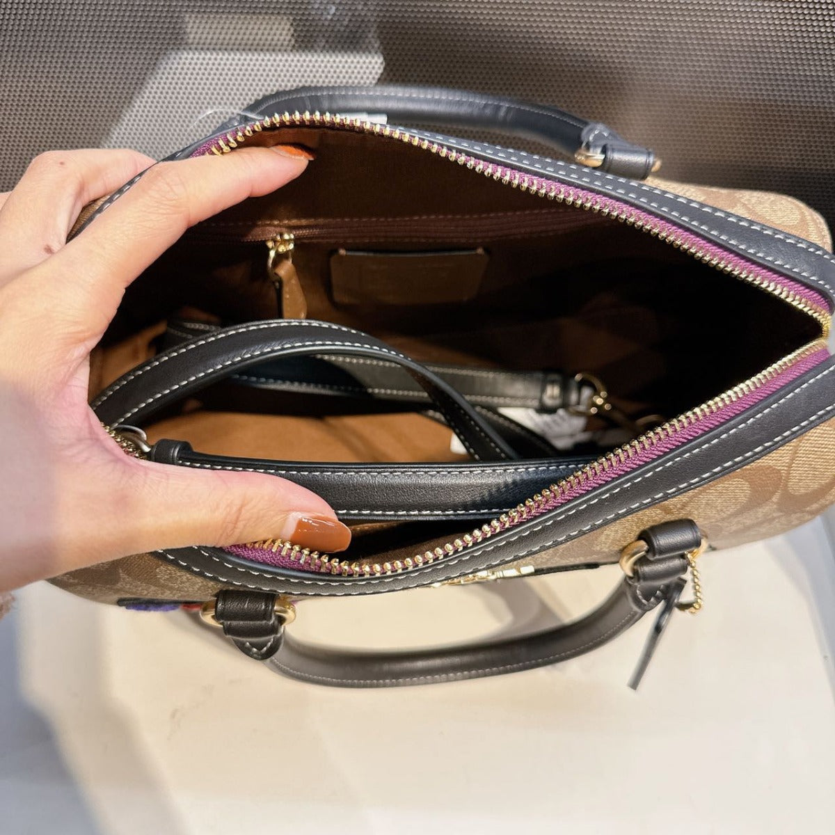 Coach CC149 Disney X Coach Rowan Satchel In Signature Canvas Gold/Khaki Multi Coach CC149 Disney X Coach Rowan Satchel In Signature Canvas Gold/Khaki Multi